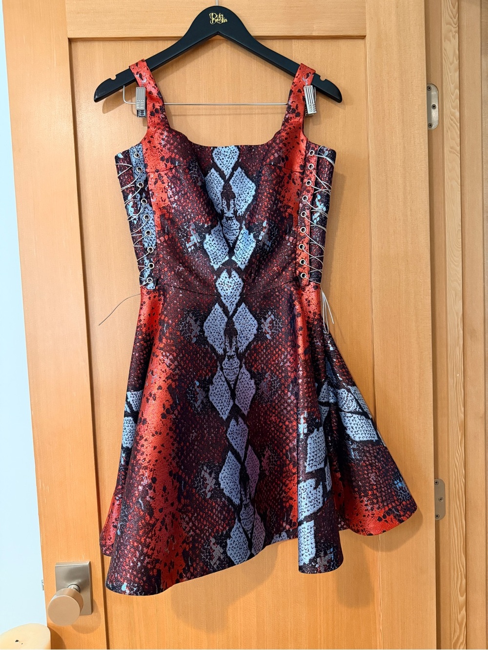 NWT Custom Designer 1 of 10 Metallic Snakeskin Corset Dress Small